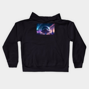 Futuristic city with beautiful sky landscape Kids Hoodie